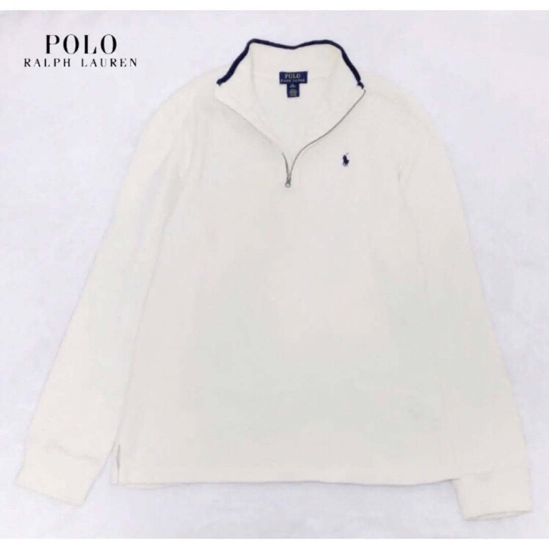 POLO RALPH LAUREN(ポロラルフローレン)のRALPH LAUREN ラルフローレン　ハーフジップ　カットソー　ホワイト メンズのトップス(スウェット)の商品写真