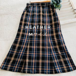 ヘザー(heather)の【heather】チェックスカート　マーメイド　ロングスカート(ロングスカート)