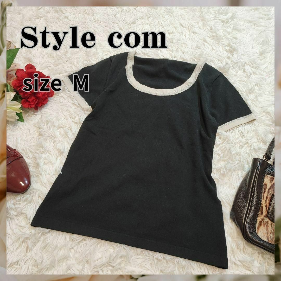 Style com(スタイルコム)のStyle com【M】トップス　半袖　Tシャツ　ブラック レディースのトップス(Tシャツ(半袖/袖なし))の商品写真