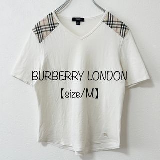 バーバリー(BURBERRY)のBURBERRY/バーバリー★Vネック★Tシャツ★ノバチェック★オフホワイト★M(Tシャツ(半袖/袖なし))