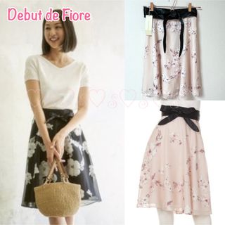 デビュードフィオレ(Debut de Fiore)の新品♡Debut de Fiore♡モノトーンフラワーオパールスカート(ひざ丈スカート)