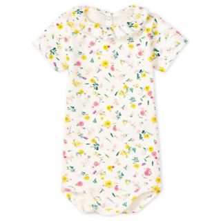 プチバトー(PETIT BATEAU)の新品タグ付★プチバトー　衿付きボディ　ロンパース　花柄　18m/81㎝(ロンパース)