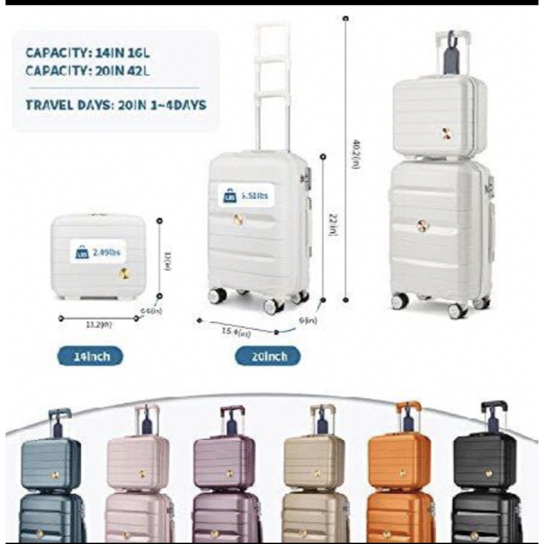 Somago  機内持ち込みスーツケース  軽量 ハードシェルPPスーツケース