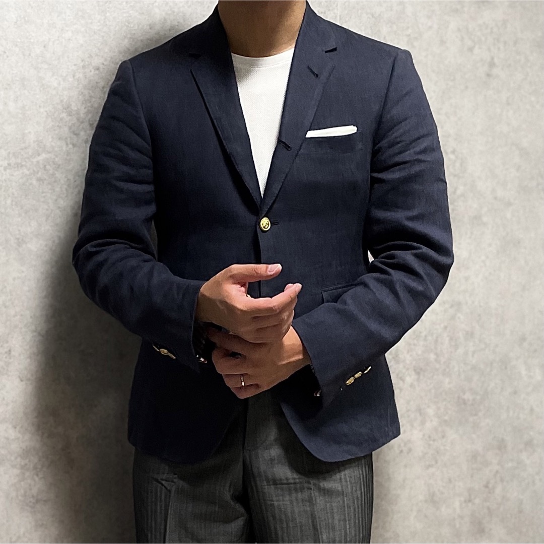 THOM BROWNE - 【THOM BROWNE】定価約80%OFF ネイビーブレザー 金