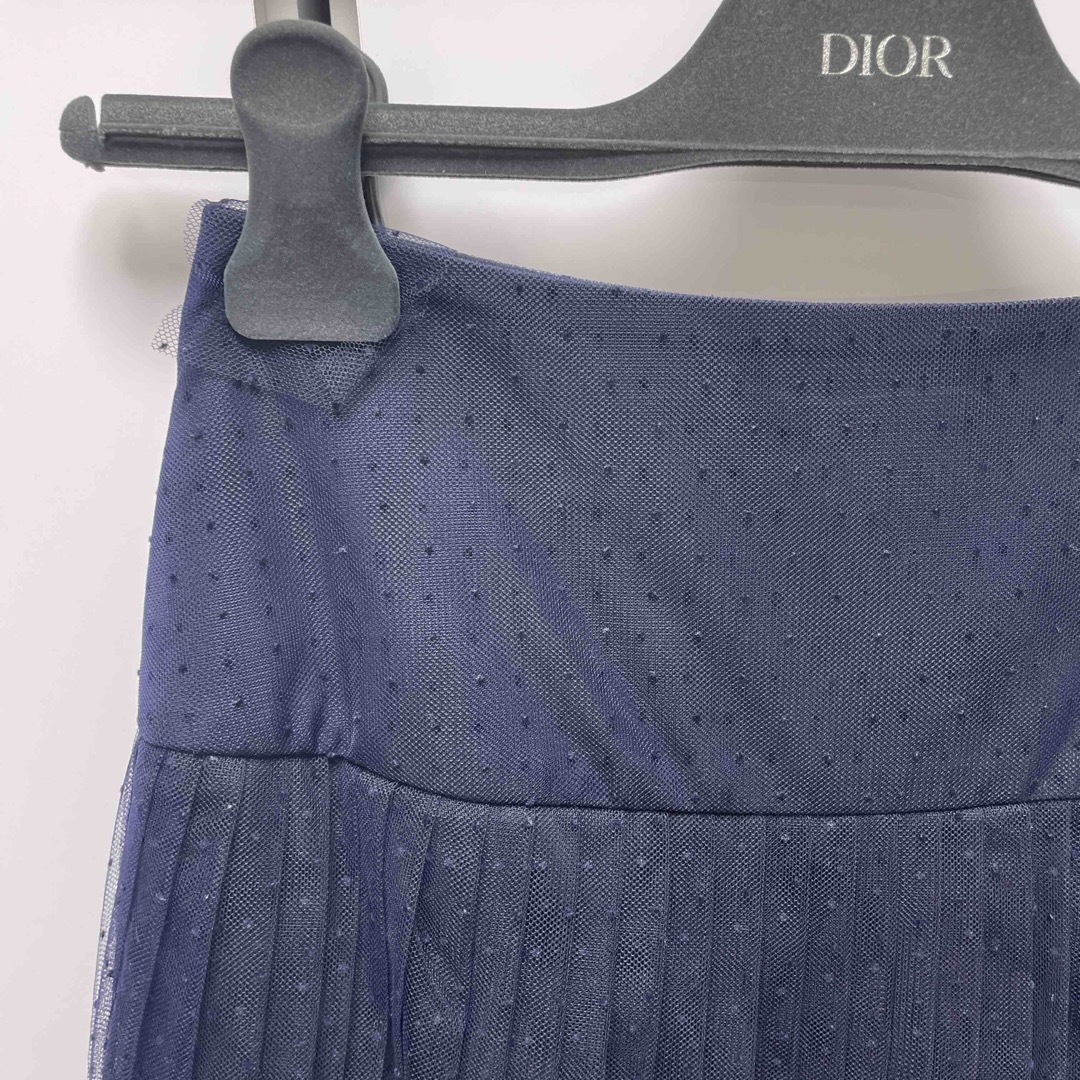 Christian Dior(クリスチャンディオール)の美品Dior チュールスカート　プリーツスカート　ネイビー レディースのスカート(ロングスカート)の商品写真