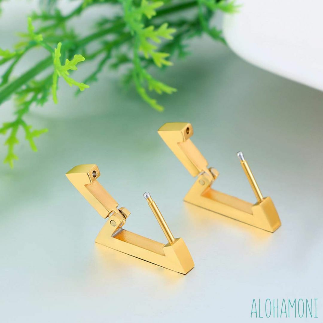 【色: ゴールド】ALOHAMONI (アロハモニ) 三角ピアス トライアングル