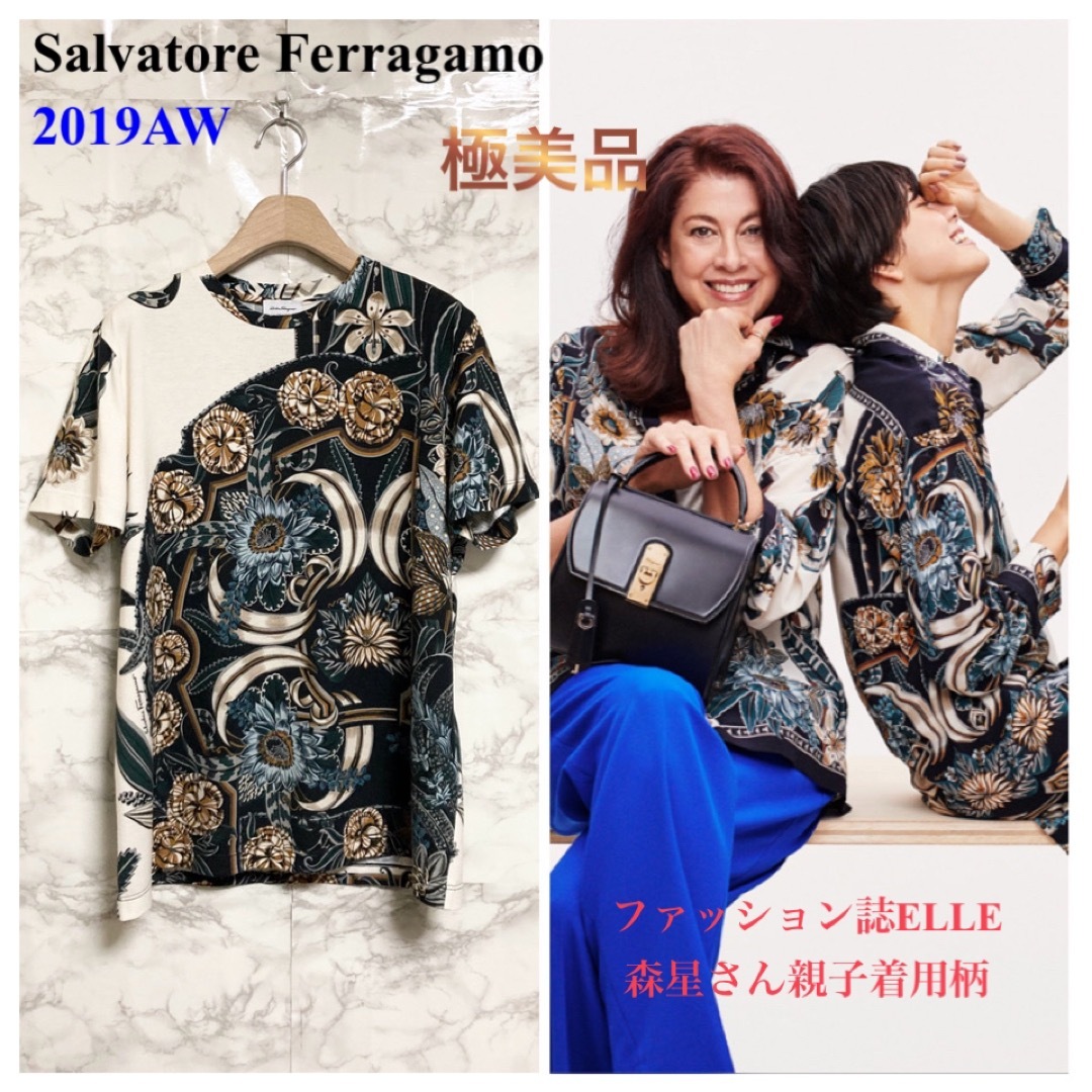 【極美品 19AW】Salvatore Ferragamo フラワー総柄TシャツTシャツ(半袖/袖なし)