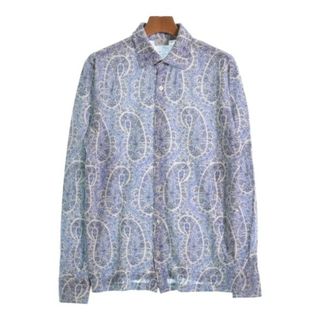 エトロ(ETRO)のETRO エトロ カジュアルシャツ L 白x青x黒系(総柄) 【古着】【中古】(シャツ)