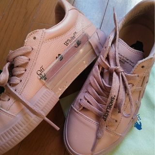 オフホワイト　カーフレザースニーカー　ピンク　サイズ37　Off-White