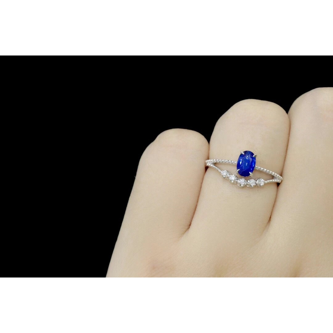 天然 ロイヤルブルーサファイア ダイヤ リング0.56ct k18 f 3