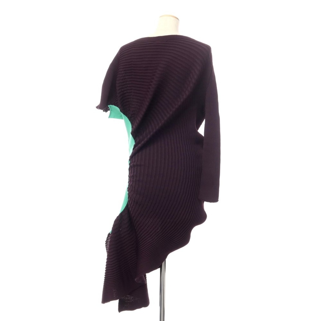 イッセイミヤケ ISSEY MIYAKE 2023年春夏 ニット アシンメトリーワンピース ブラック【サイズ表記なし】【レディース】