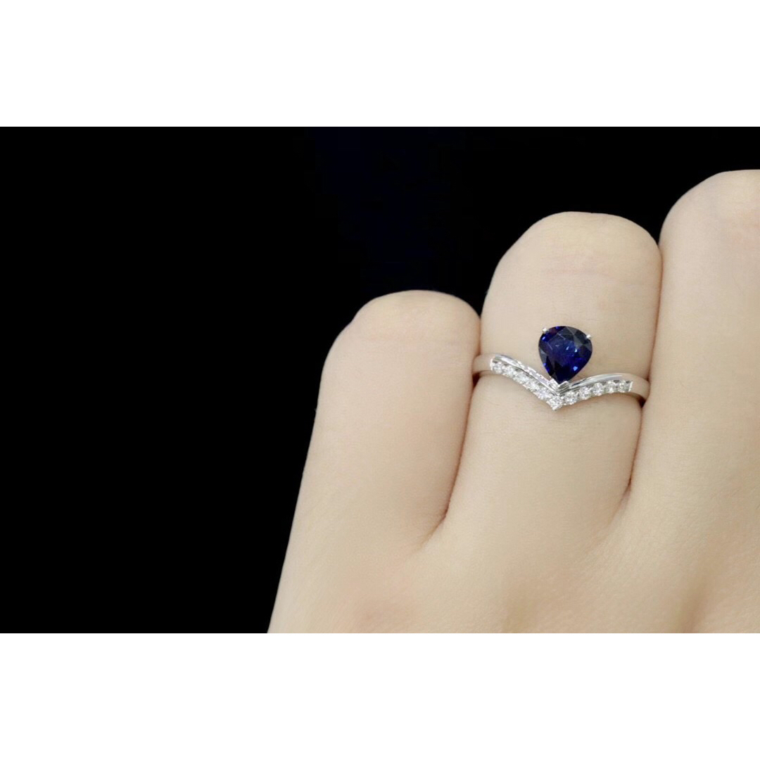 天然 ロイヤルブルーサファイア ダイヤ リング0.80ct k18 f