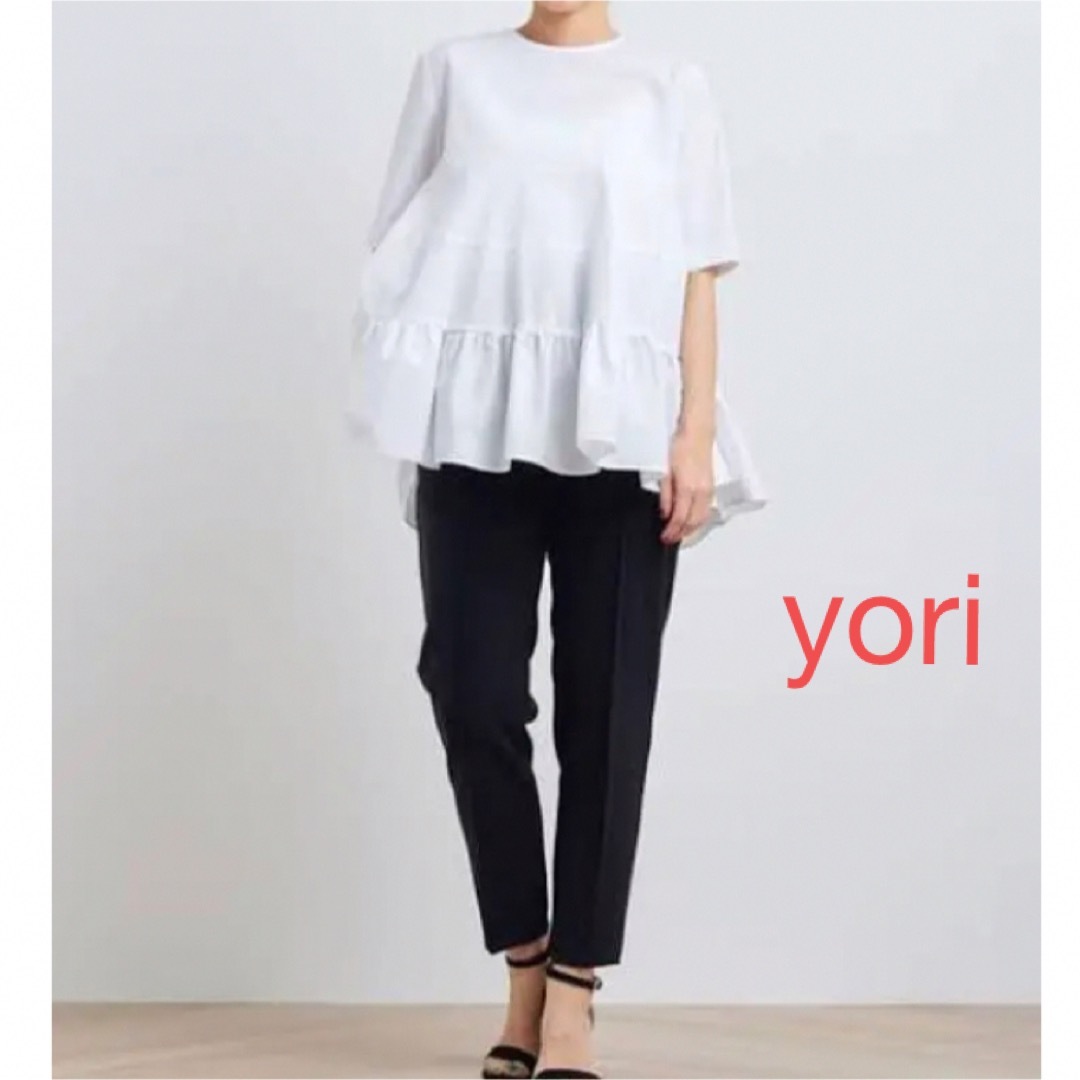 限定値下♡yori ハーフスリーブティアードブラウス ホワイト 36-