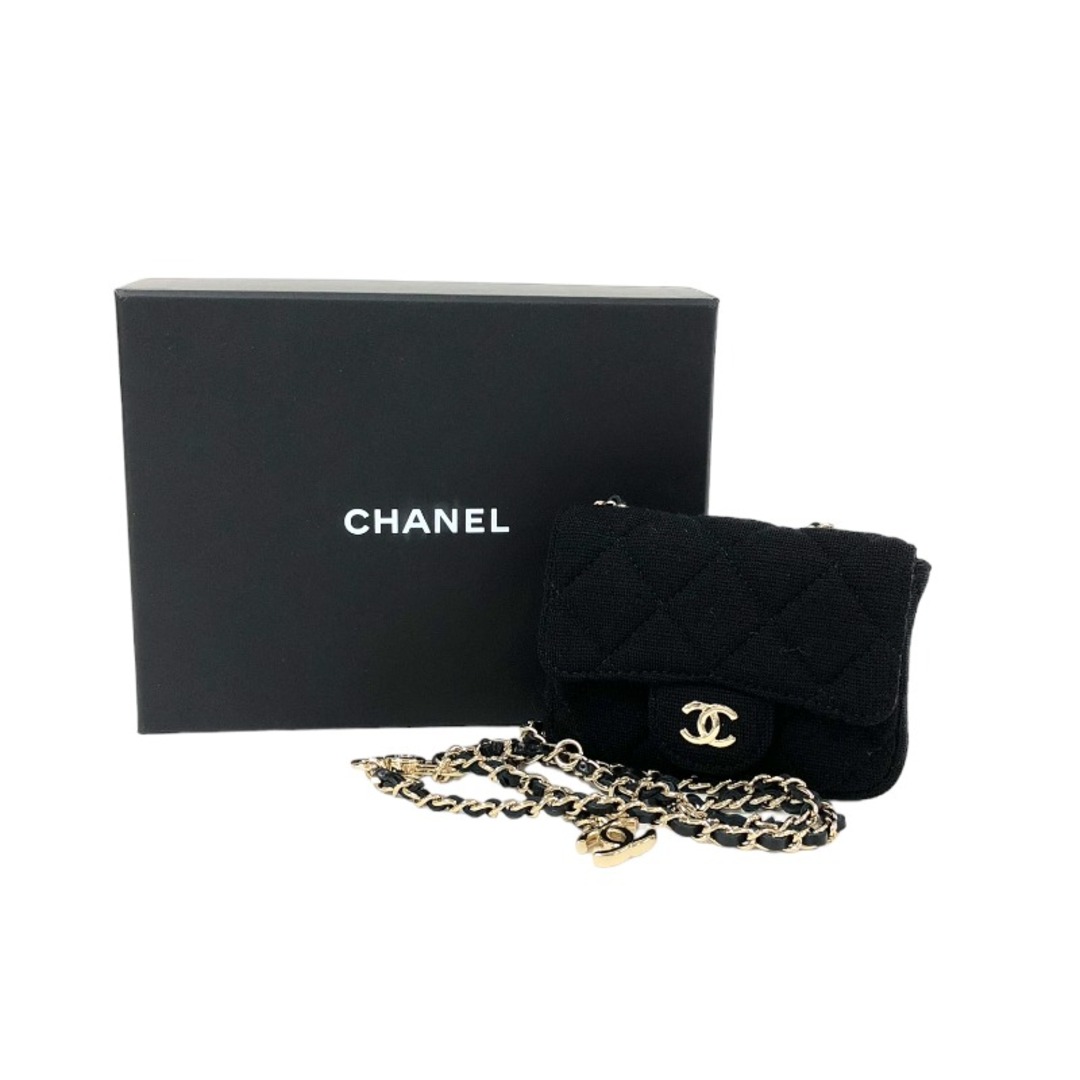 シャネル CHANEL ミニミニマトラッセ チェーンベルト AP2623 ブラック ゴールド金具 コットンジャージ レディース ショルダーバッグ