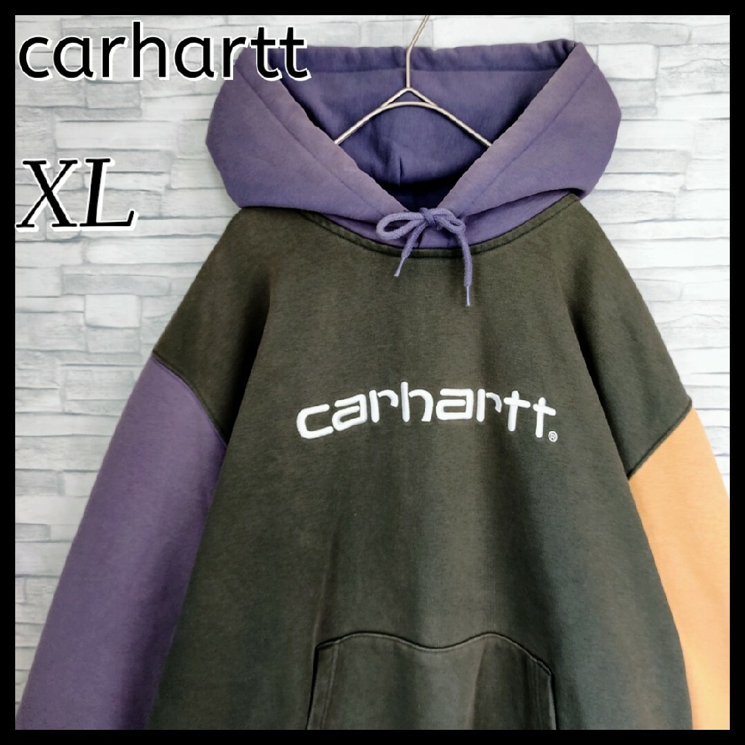 希少カラー】カーハートWIP☆マルチカラー刺繍ロゴ付パーカー XL