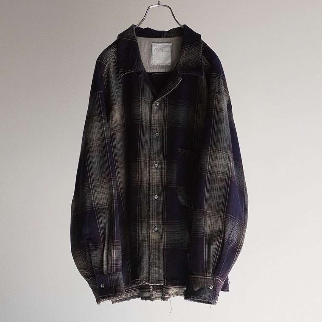 ANCELLM DAMAGED FLANNEL CHECK SHIRT