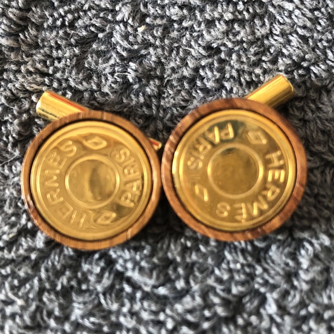 HERMES エルメス カフス メタル ウッド セリエ カフリンクス-