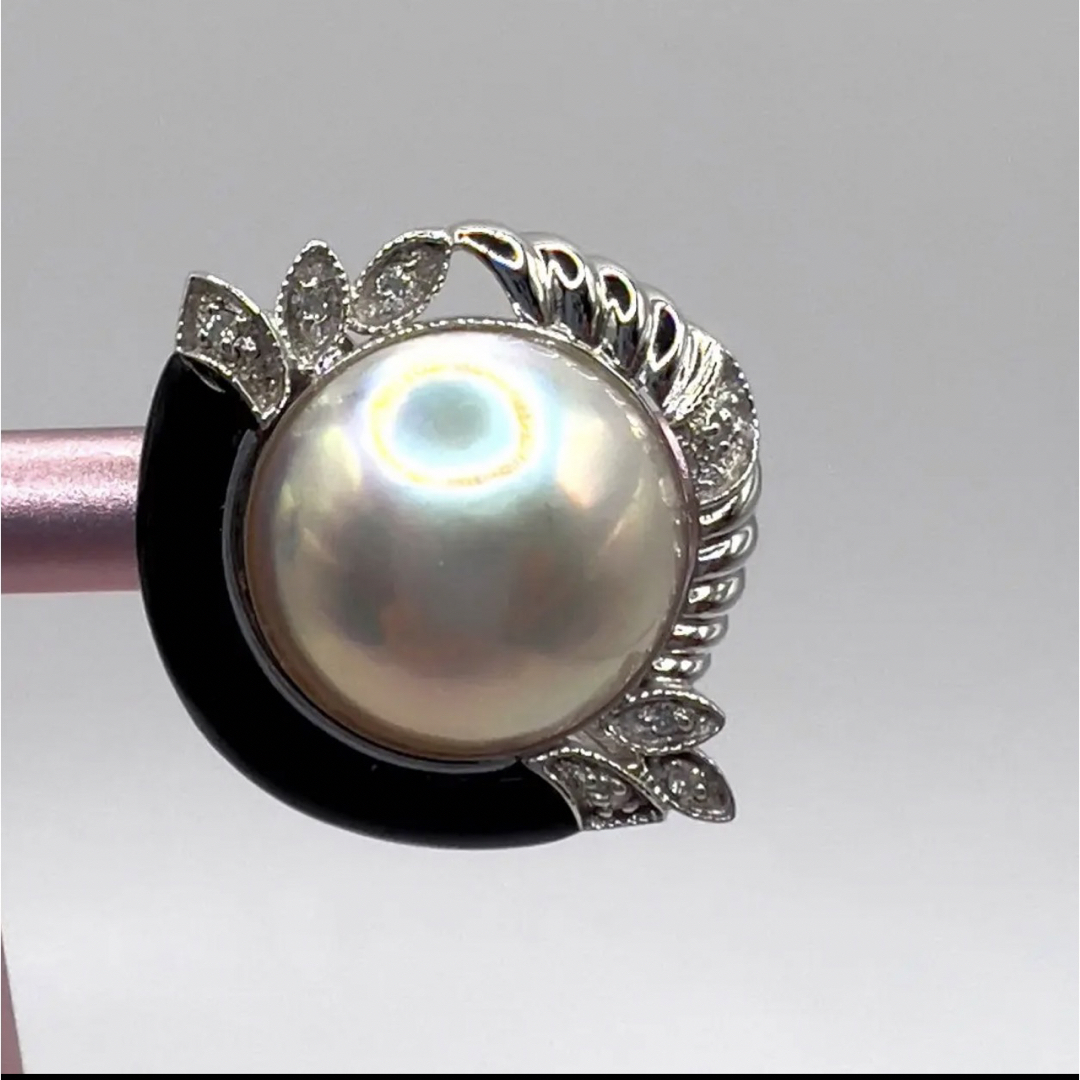 ◎✨美品✨マベパールイヤリング ダイヤモンドK14WG-