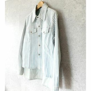 美品 Off-White ストライプ柄 デニムジャケット デニムシャツ - G ...