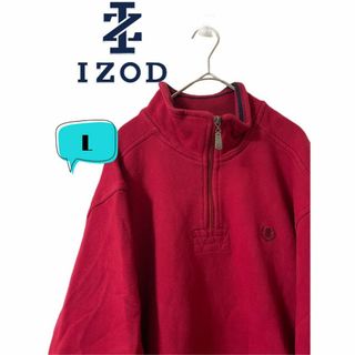 USA古着 IZOD ワンポイント刺繍 ハーフジップ　トレーナー L(スウェット)