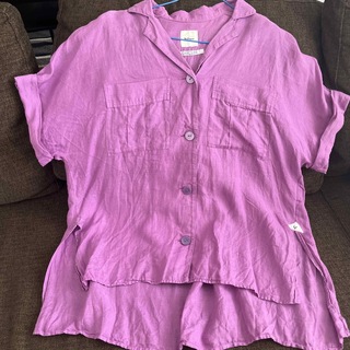 ザヴァージニア(The Virgnia)の値下げしました！紫　半袖リネンシャツ(Tシャツ/カットソー(半袖/袖なし))
