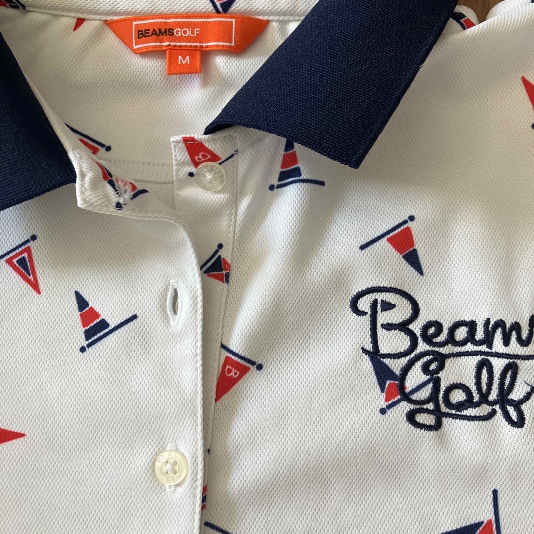 BEAMSGOLF(ビームスゴルフ)のBEAMS GOLF トリコロール　フラッグ　ポロシャツ  M スポーツ/アウトドアのゴルフ(ウエア)の商品写真