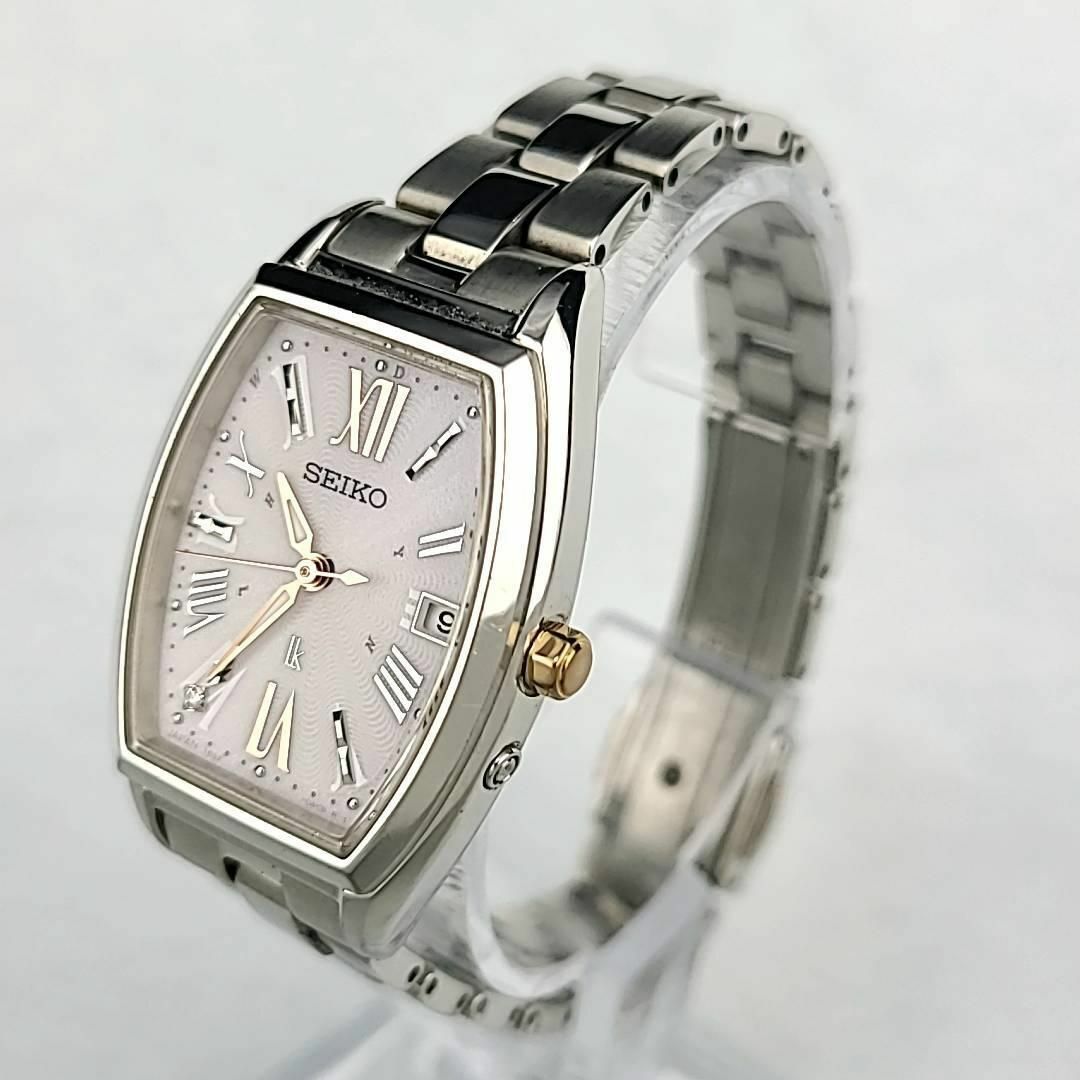 □【美品稼働品】SEIKO ルキア ライトピンク文字盤 1Pダイヤ トノー-