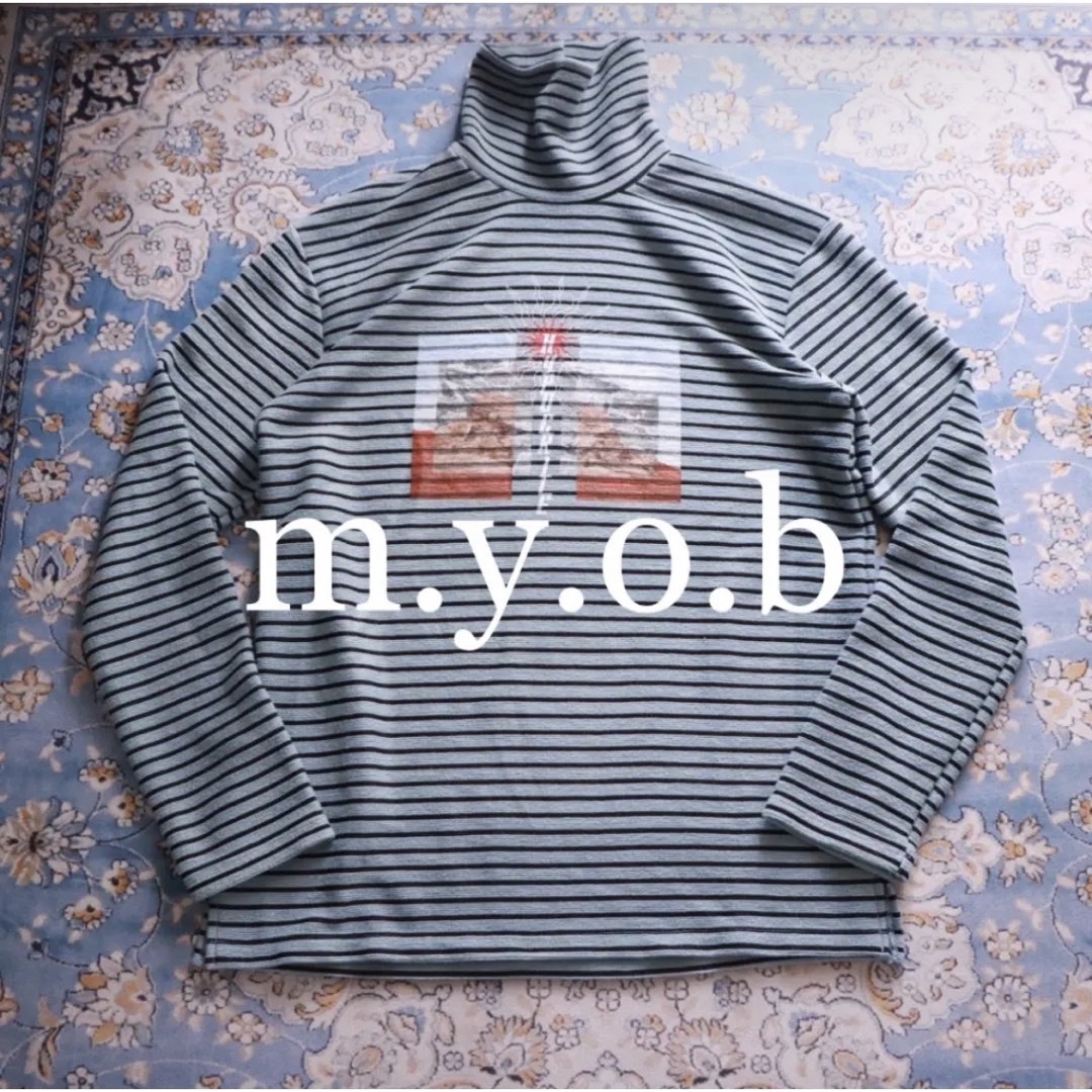 トップスm.y.o.b nyc プリント ボーダータートルネック - Tシャツ