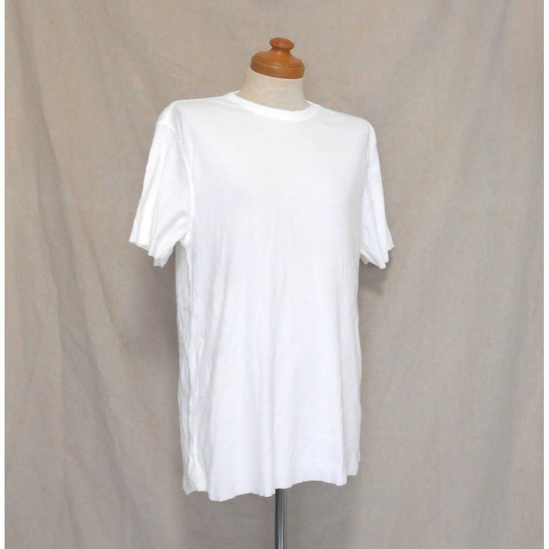 TOPMAN(トップマン)の美品 送料無料！ トップマン 白 コットン リブ ラウンドネック カットソー メンズのトップス(Tシャツ/カットソー(半袖/袖なし))の商品写真