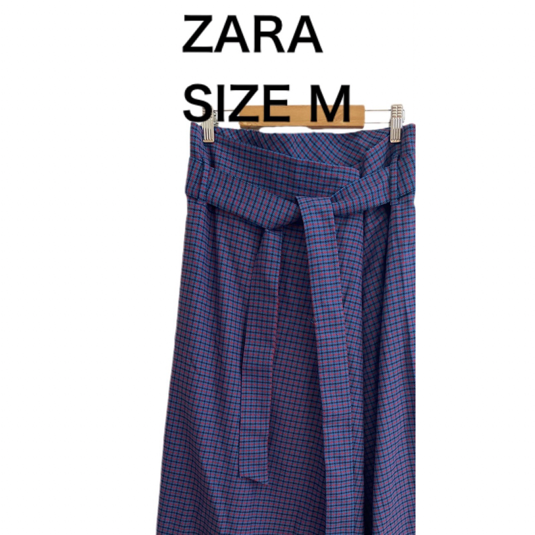 ZARA(ザラ)のZARA ザラ ロングスカート ギンガムチェック レーヨン混 サイズM レディースのスカート(ロングスカート)の商品写真