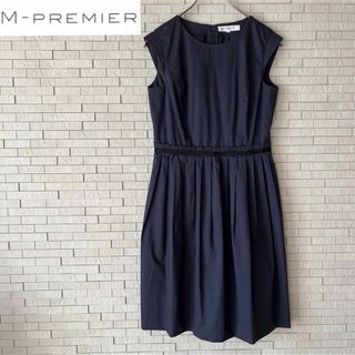 エムプルミエ(M-premier)のM-PREMIER エムプルミエ ノースリーブ Aラインワンピース ネイビー(ひざ丈ワンピース)