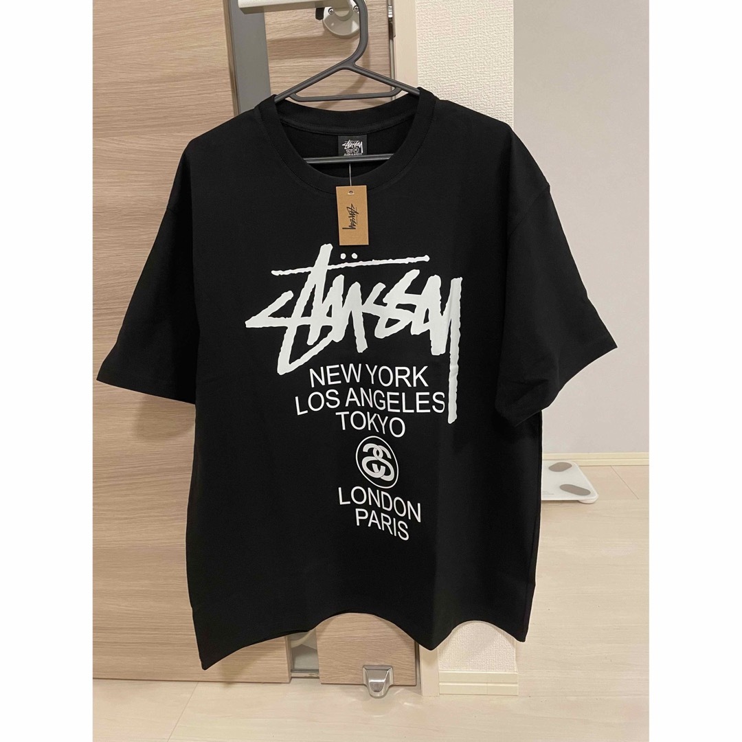 STUSSY - 【24時間以内発送】STUSSY ワールド tシャツ 黒 Mサイズの