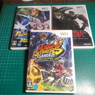 ウィー(Wii)のマリオストライカーズとゼルダの伝説Wiiとポケモンバトルレボリューションのセット(家庭用ゲームソフト)