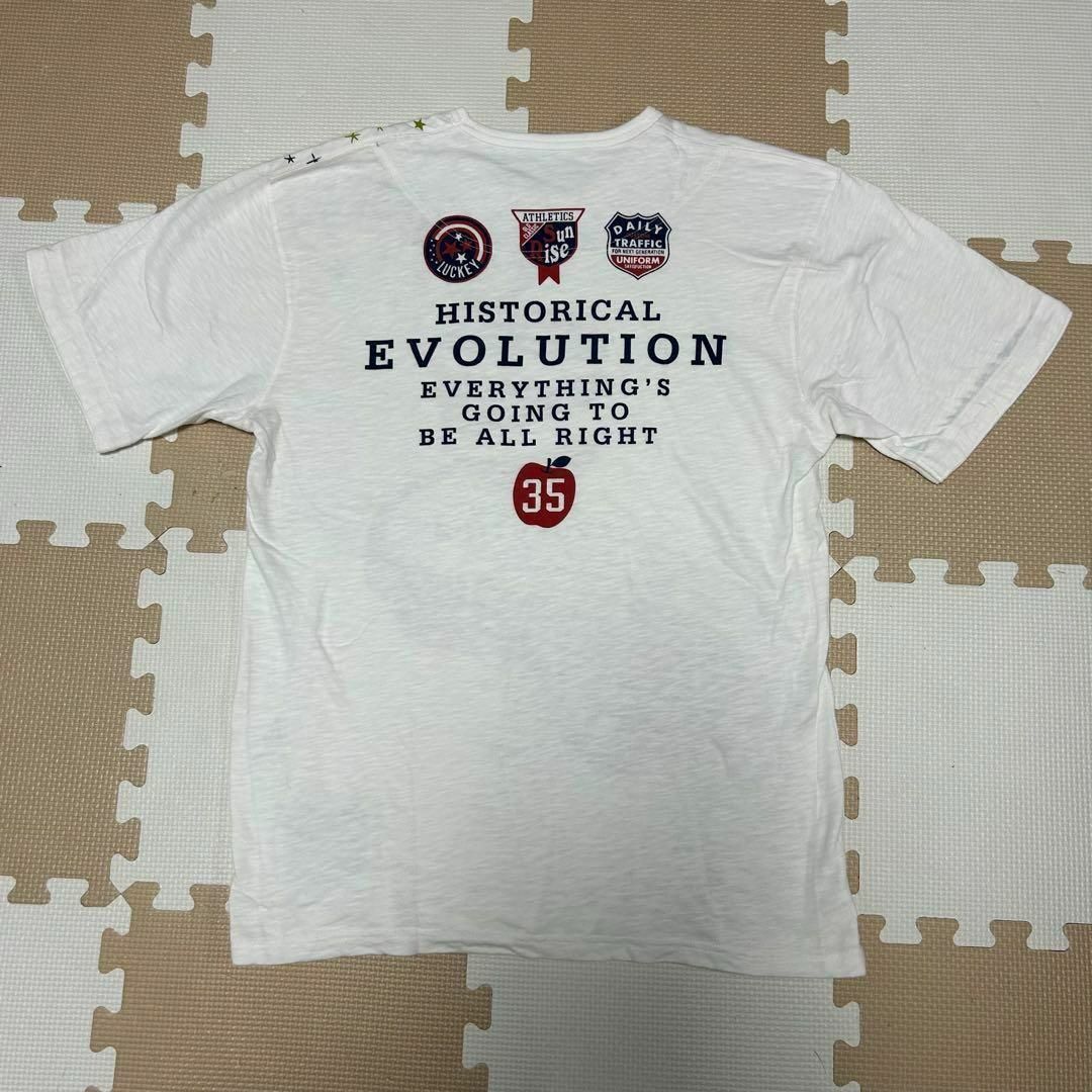アメカジTシャツ　メンズ　Lサイズ　白　赤　バックプリント　裏地カワイイ　綿 メンズのトップス(Tシャツ/カットソー(半袖/袖なし))の商品写真