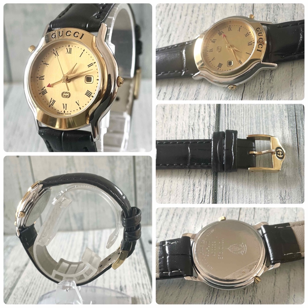 【美品】GUCCI グッチ 腕時計 8200JR GMT コンビ ゴールド