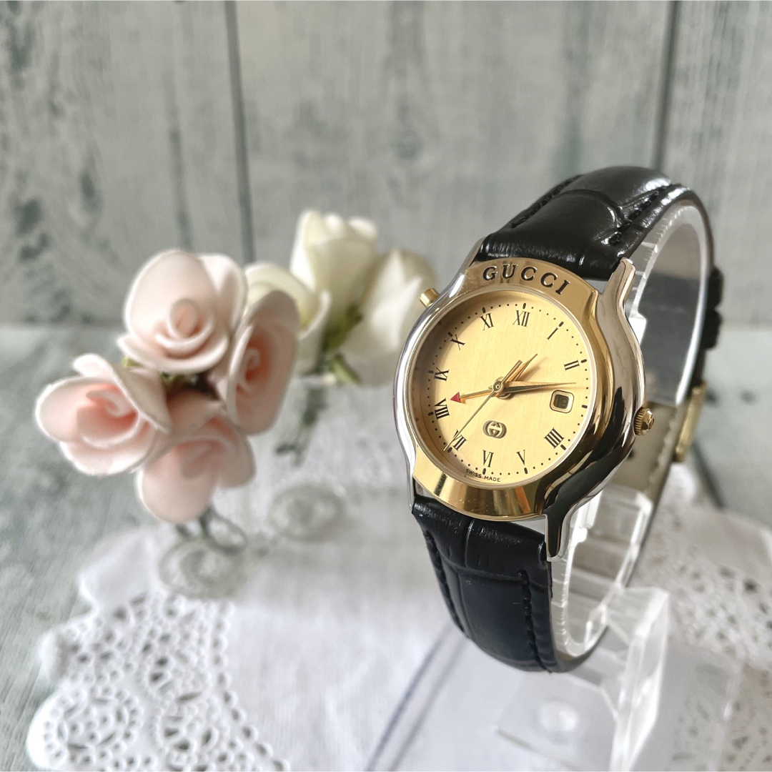Gucci - 【美品】GUCCI グッチ 腕時計 8200JR GMT コンビ ゴールドの