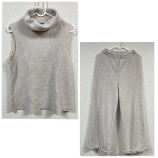 ザラ(ZARA)のZARA 上下セットアップ クリーム オフホワイト ベージュ グレー S(セット/コーデ)