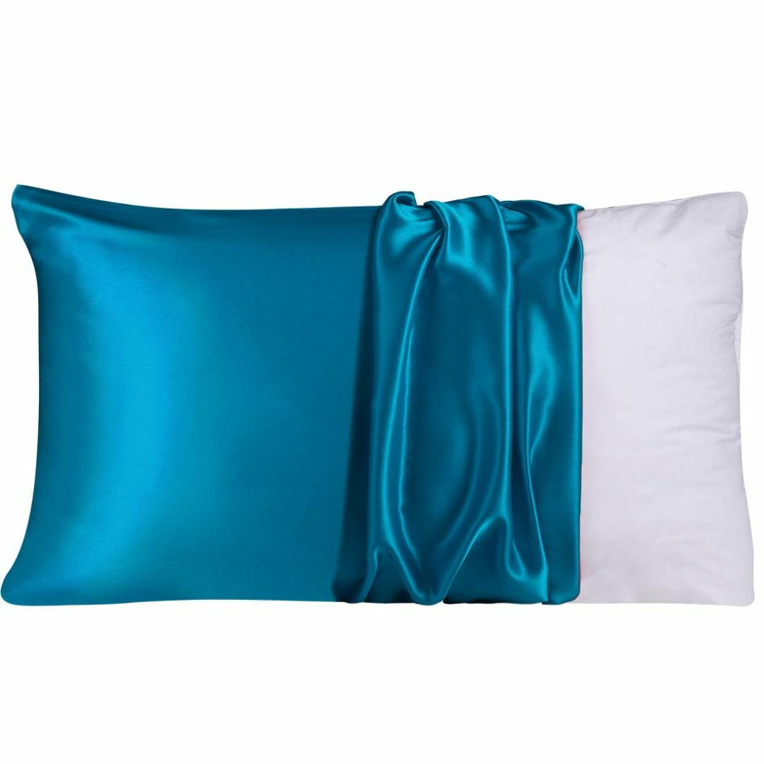 【色: ブルー】PiccoCasa シルク枕カバー 100%蚕糸シルク 22匁