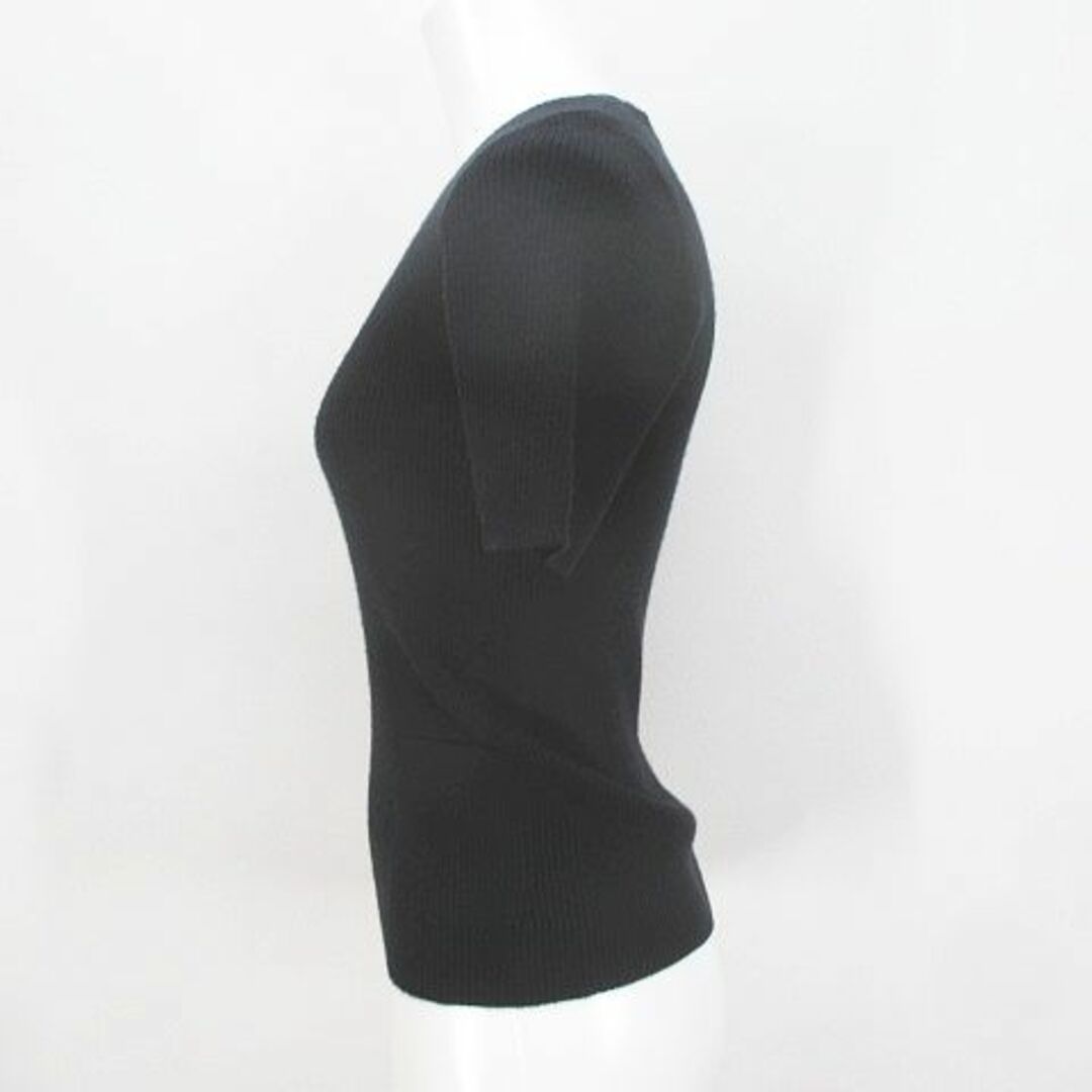 CHANEL 半袖 リブニット 黒系 ブラック カシミヤ 絹 シルク ポケット