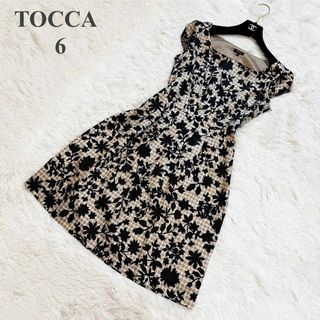 TOCCA✩美品✩アイボリーレース×ネイビードッキングワンピース✩サイズ0