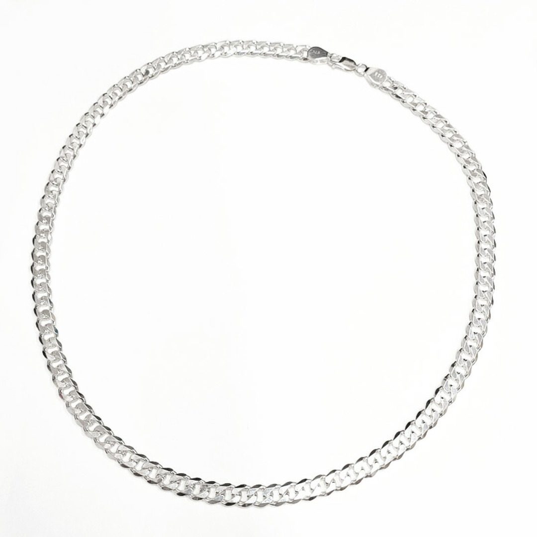 イタリア シルバー 925 喜平 チェーン ネックレス Itary Silver Curb Chain Necklace   サイズ：55cm  シルバーアクセサリー 6面カット  メンズ  レディース  【新品】