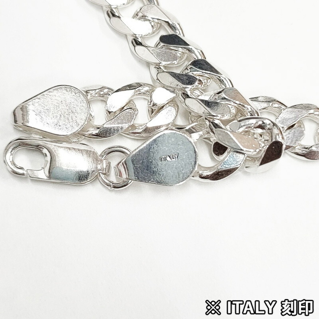 イタリア シルバー 925 喜平 チェーン ネックレス Itary Silver Curb Chain Necklace サイズ：55cm シルバーアクセサリー  6面カット メンズ レディース 【新品】の通販 by 古着屋mellowラクマ店｜ラクマ