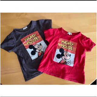 ディズニー(Disney)の兄妹おそろい　レトロミッキープリント　半袖Tシャツ　2点セット(Tシャツ/カットソー)