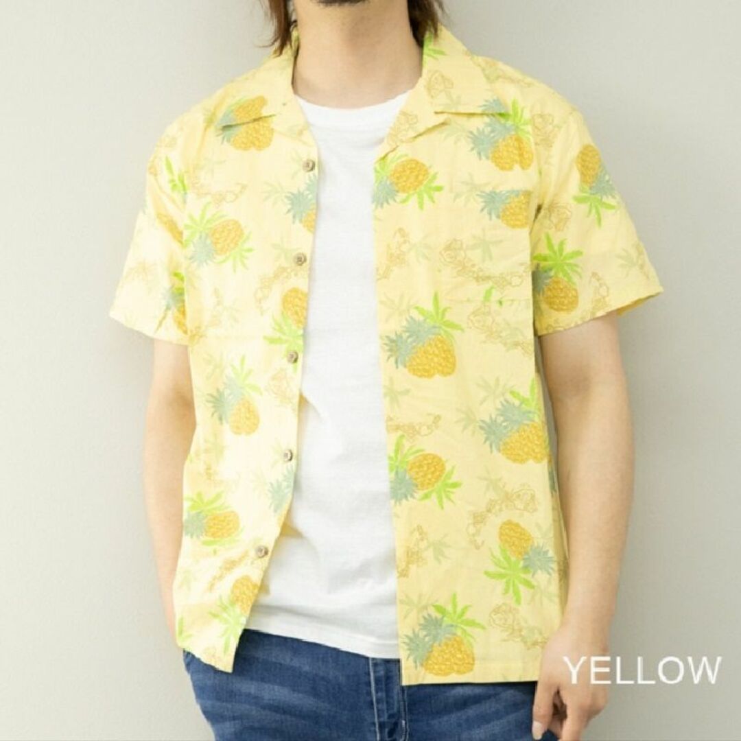 BARCEDOS(バルセドス)の新品　ＬＬ　綿100％　イエロー　アロハシャツ　パイナップル柄 メンズのトップス(シャツ)の商品写真