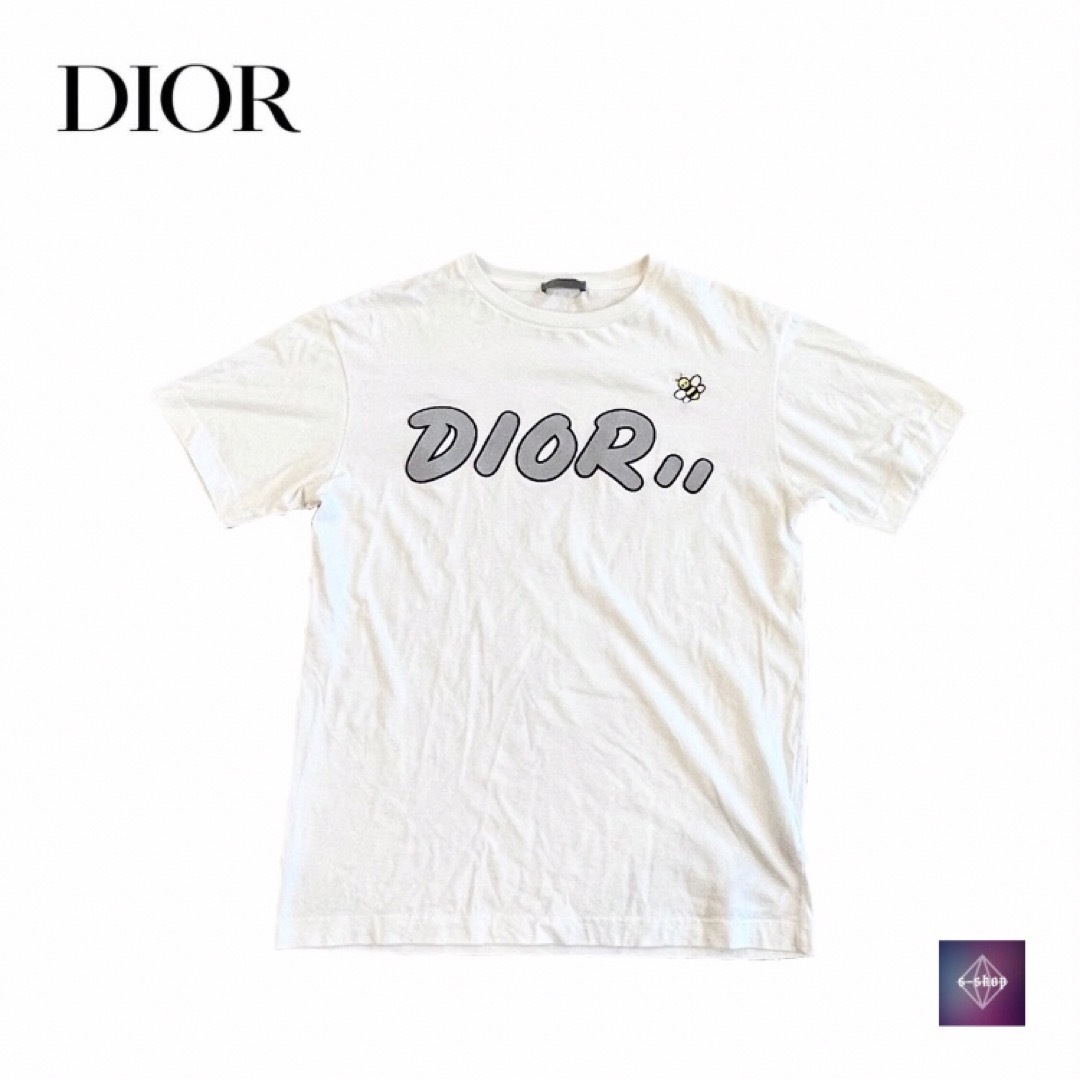 DIOR ディオール フロッキーロゴ BEE刺繍 Tシャツ ホワイト