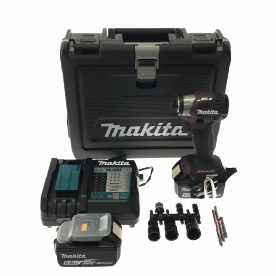 ☆品☆ makita マキタ 18V 充電式インパクトドライバ TD173DGXAP 紫/パープル バッテリ2個(18V 6.0Ah) 充電器+ケース 76414