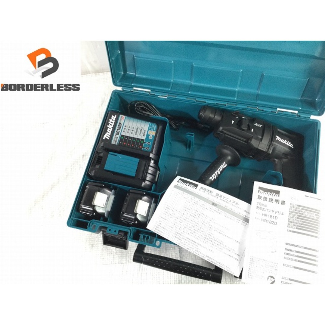 ☆極美品☆ makita マキタ 18V 18mm 充電式ハンマドリル HR182DRGXB バッテリー2個(18V 6.0Ah)充電器+ケース SDSプラスシャンク 76852