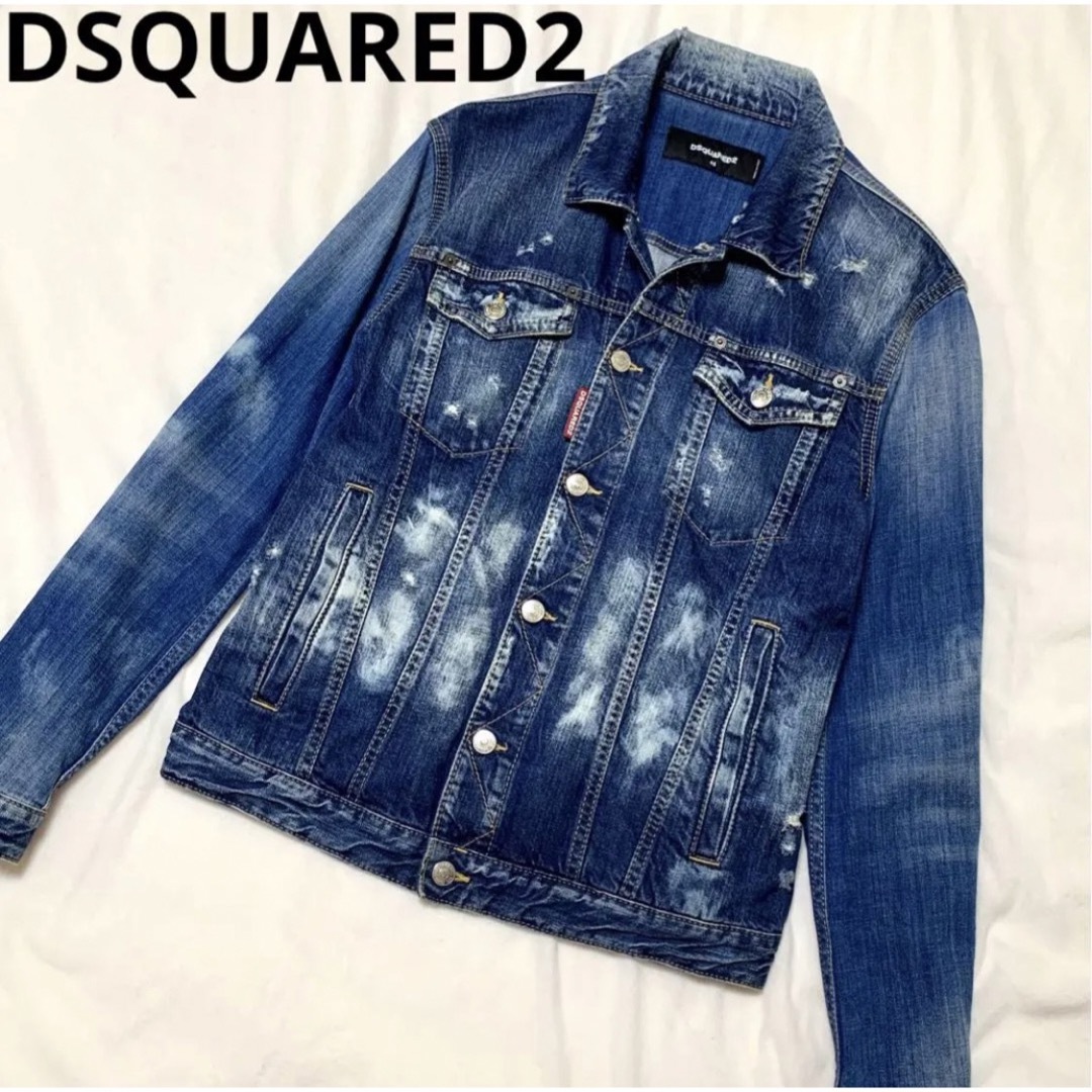 DSQUARED2(ディースクエアード)の【美品】DSQUARED2 名作 デニムジャケット インディゴ ダメージ加工 メンズのジャケット/アウター(Gジャン/デニムジャケット)の商品写真