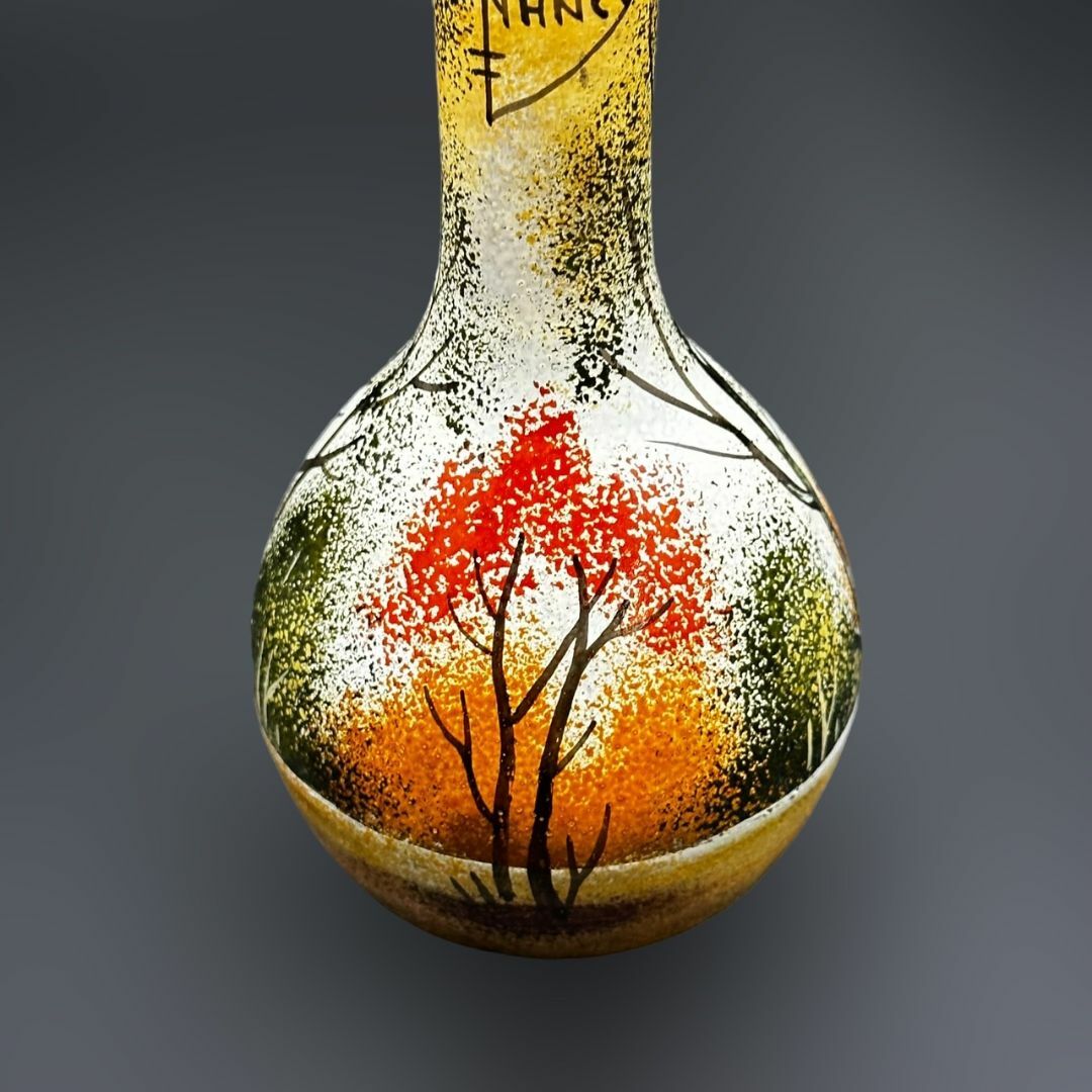 ドームナンシー 鶴首 花瓶 高さ24cm 被せガラス アンテルカレール-