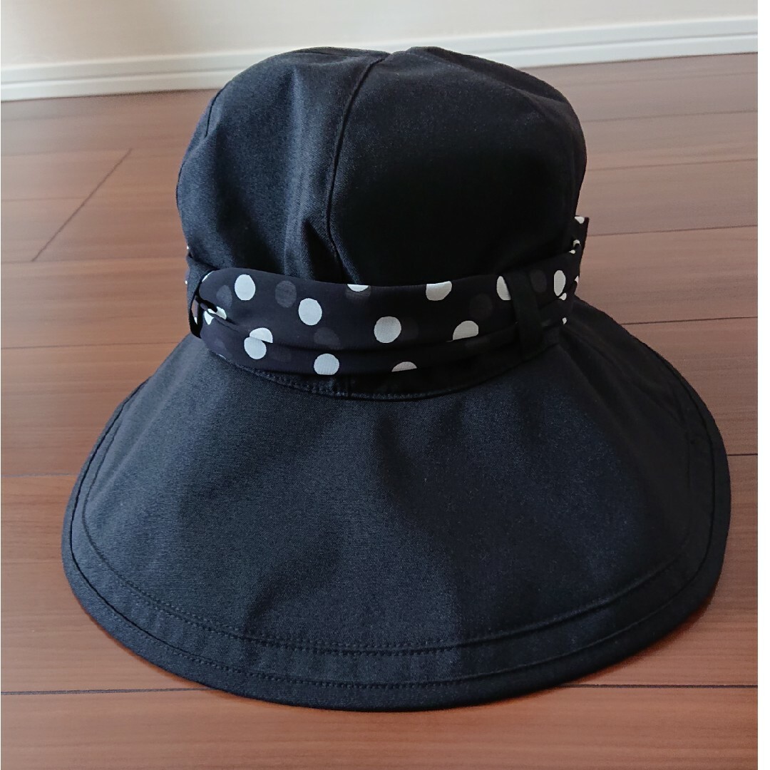 ROSE BLANC(ロサブラン)の芦屋ロサブラン　水玉シフォンスカーフ付きUVカット帽子 レディースの帽子(ハット)の商品写真